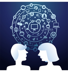 Social media concept with man and woman profiles - vector image