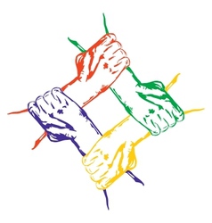 Hands holding each other in unity Multiracial vector image