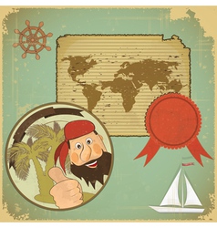 Pirate and World map vector image