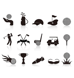 Black golf icons set vector image
