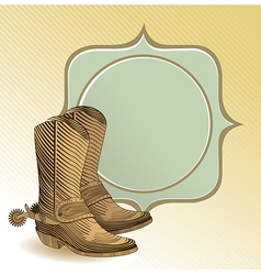 Cowboy boots in engraving style - vector image