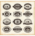 Vintage organic farming stamps set vector image