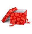Cardboard box with hearts vector image