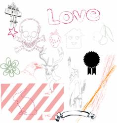 Grunge icon and logo set vector image