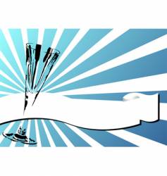 Glass and banner over blue vector image
