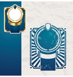 Golden vintage blue frames vector image
