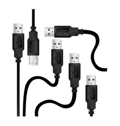 Monochrome background with usb cables vector image