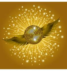 Gold disco ball and stars vector image