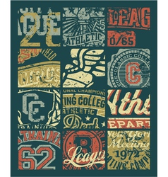 Vintage athletic department badges patchwork vector image