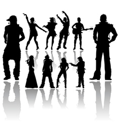 Silhouettes handmade dancing and singing vector image