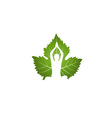 Yoga logo on green leaf Yoga logo on green leaf vector image