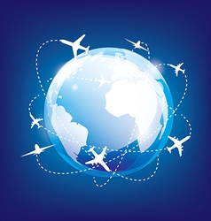 Earth and airplane vector image