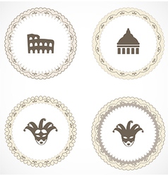 Vintage labels with icons vector image