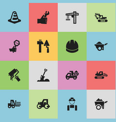 Set of 16 editable construction icons includes Set of 16 editable construction icons includes vector image