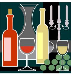 Wine bottles and glasses background vector image