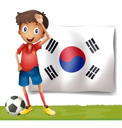 A Korean flag at the back of the soccer player A Korean flag at the back of the soccer player vector image