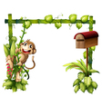 A monkey swinging beside a wooden mailbox vector image