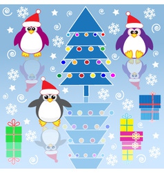 Xmas penguins vector image