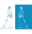 Ornate bride silhouette hand drawing with bow vector image
