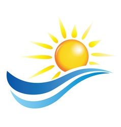Sun and water waves design elements vector image
