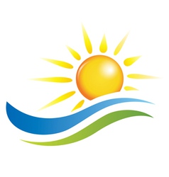 Sun and water waves design elements vector image