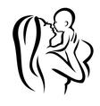 Mother and baby silhouette sketch in black lines vector image