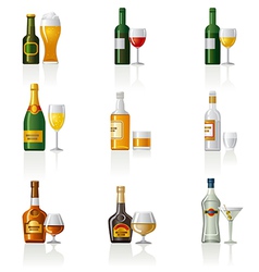 Alcohol icon set vector image
