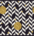 Chevron black pattern and golden chaotic dots vector image