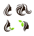 Woman beauty hair spa salon logo design set vector image