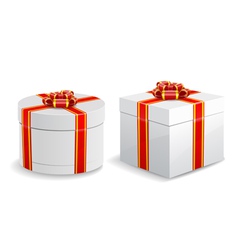 Square and round gift boxes isolated on white vector image
