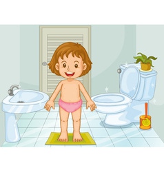 Child in bathroom vector image