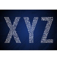 Set of Circuit board style letters vector image