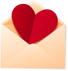 Simple envelope with red paper heart vector image