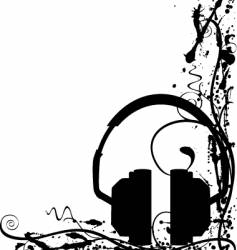 Grunge headphones background vector image