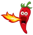 Chili Cartoon Character Breathing Fire vector image