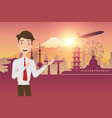 Businessman thinking with japan buildings landmark vector image