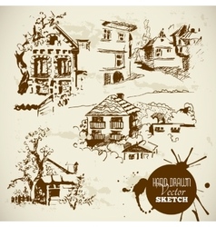Vintage Hand Drawn Landscape Sketch Set Vintage Hand Drawn Landscape Sketch Set vector image