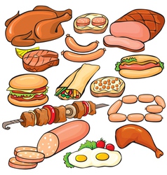 Meat products icon set vector image