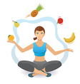 Woman juggling various fruit vector image