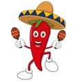 Happy chili pepper dancing with maracas vector image