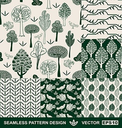 Retro backgrounds with birds trees leafs flower vector image