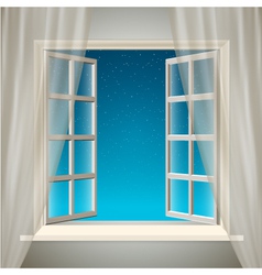 Opening Window with Sky and Stars vector image