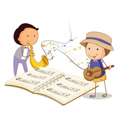 Musicians playing with the musical instruments vector image