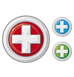 Medical sign button first aid vector image