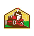 Gardener Landscaper Ride On Lawn Mower Retro vector image