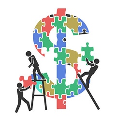Teamwork money sign Jigsaw puzzle vector image