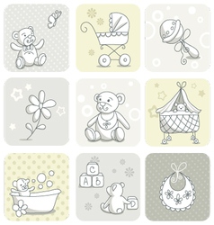 Baby card set vector image