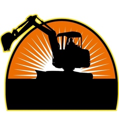 Mechanical Digger with sunburs vector image