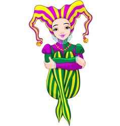 Mardi Gras harlequin lady vector image