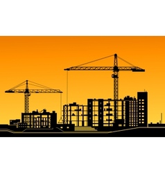 Working cranes on construction site vector image